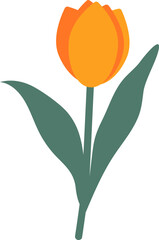 Cute illustration of a bright orange tulip captures the beauty of the flower. Perfect for spring themes, nature projects, or any design needing a pop of warm color and fresh energy