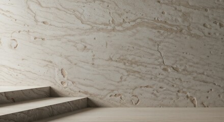 Minimalist design showcasing textured wall material details and stairway elements