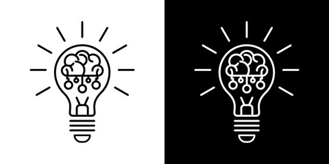 Light Bulb icon, vector isolated on white background. Idea sign, solution, inspiration, thinking concept. Lighting Electric lamp, electricity, shine, shiny. Flat style for graphic design, logo, web