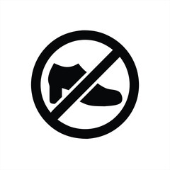 No shoes allowed warning symbol in vector illustration style