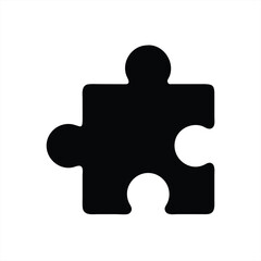 Black puzzle piece on white background for design creativity