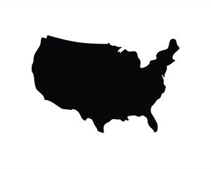 Outline of the United States in bold black vector style