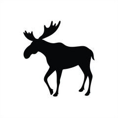 Moose walking through a snowy landscape at dusk