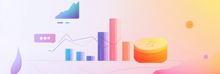 E-commerce sales growth illustrated with bar charts and financial graphs in a modern corporate style