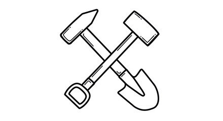 Isolated Crossed Hammer and Shovel