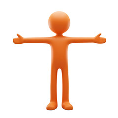 joyful 3d man standing with arms wide open feeling free isolated on white background 