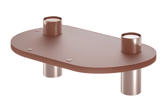 Oval-Shaped Mounting Plate with Four Cylindrical Supports  isolated on transparent background , cutout