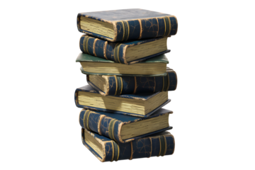 A Stack of Antique Books Showing the Passage of Time isolated on transparent background , cutout