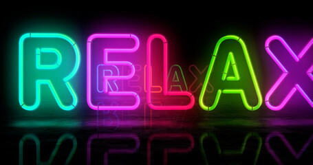 Relax neon light 3d illustration
