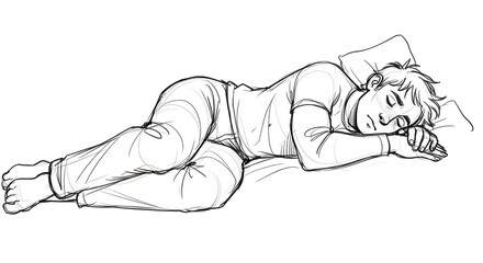 Fototapeta premium Person Lying Down Sketch