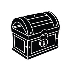 Mysterious Treasure Chest: A monochromatic image of a classic wooden treasure chest, hinting at untold riches, adventure, and the allure of the unknown.