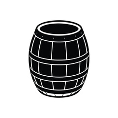 Simple Wine Barrel Silhouette: A simple, elegant silhouette of a wooden wine barrel, perfect for illustrating concepts related to winemaking, storage, and rustic charm.