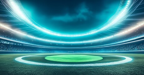 The ideal background for soccer news, live TV shows, or sport products is a 3D concept stage backdrop with a virtual show background for a football event