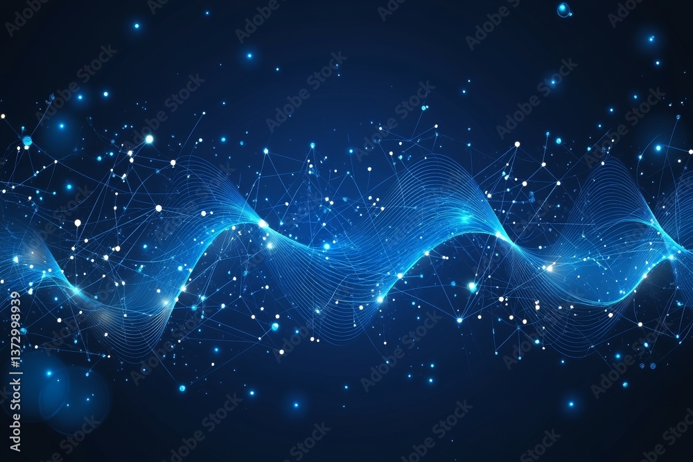 Poster the concept of big data visualization is represented by bright glowing lines on an abstract technolo
