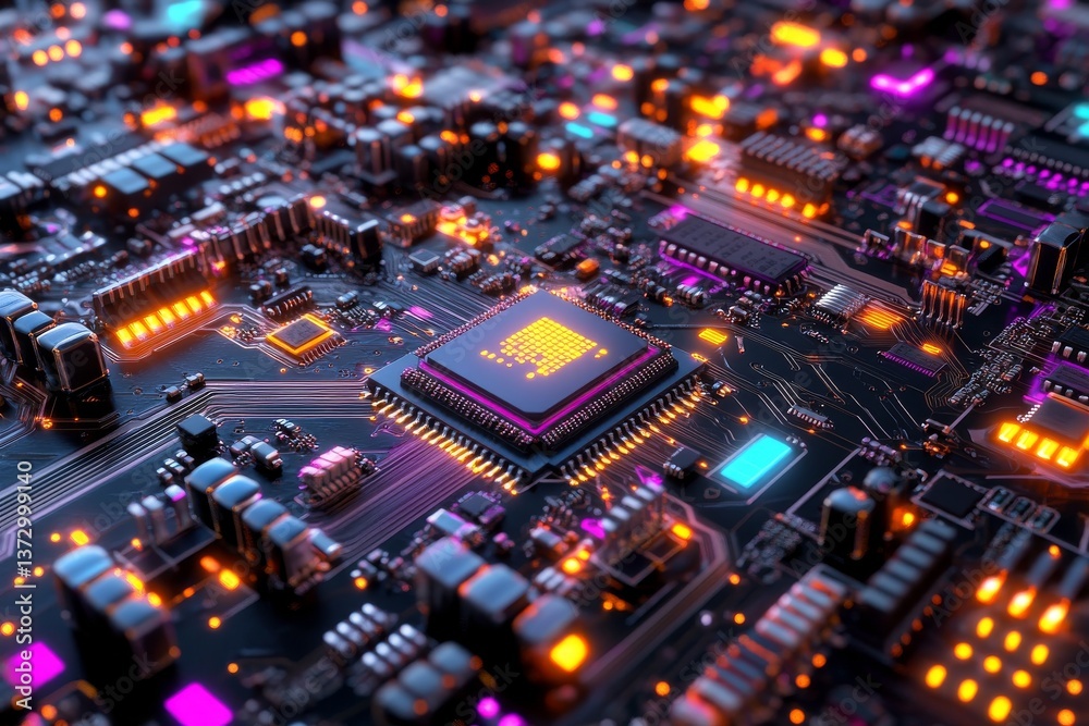Poster Generative Ai technology was utilized in the creation of an abstract circuit cyberspace design