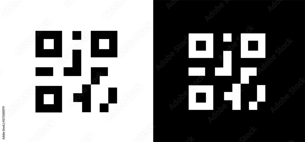 Aufkleber qr code icon, symbol for mobile scan, simple digital barcode design. modern technology, abstract dat