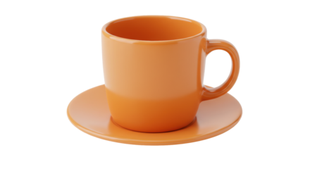Isolated Orange Cup and Saucer