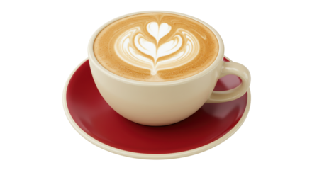 Isolated Cup of coffee with heart latte art