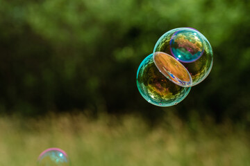 Macro of a soap bubble in the air
