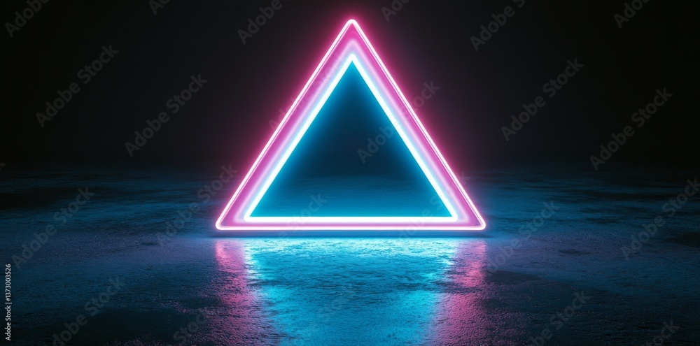 Poster the scene features a 3d render with neon lights set against an abstract background of glowing lines,