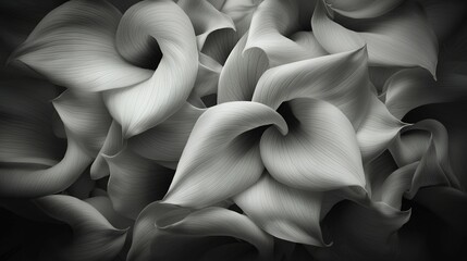   A black-and-white picture of a bouquet of flowers centered in the frame is a black-and-white photograph of a group of flowers arranged in the center of the image