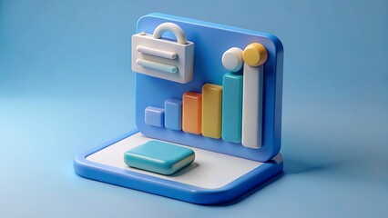 Business growth chart 3d render financial analysis and investment concept art