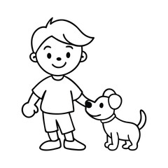 boy and dog coloring book