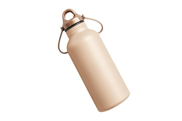 A Sleek and Stylish Reusable Aluminum Water Bottle in Beige  isolated on transparent background , cutout