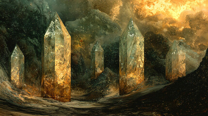 Dramatic cityscape caught in the midst of a powerful storm with dark clouds, lightning strikes, and rainfall over urban landscape.