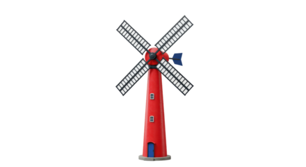 Isolated Red Windmill Model