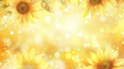 Obraz premium Sunflowers in close-up with bokeh light center frame