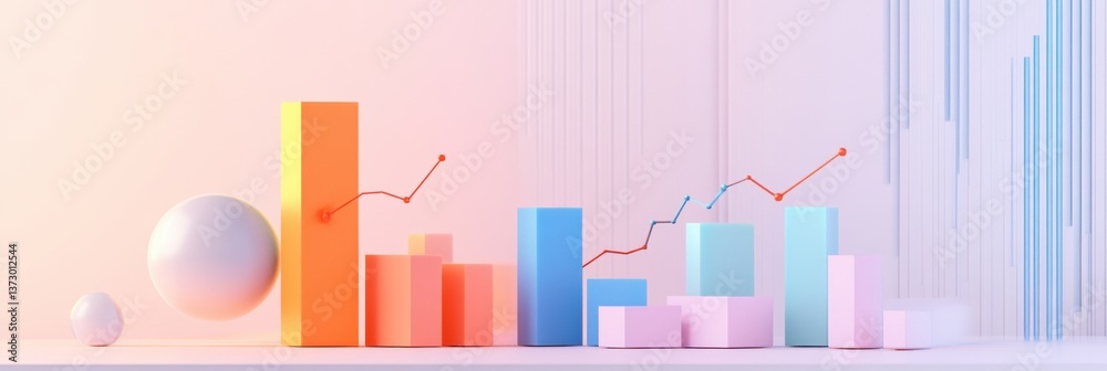 Fototapete visual representation of e-commerce sales growth featuring bar charts and financial graphs in a mode