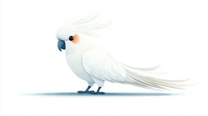 Obraz premium A white Cockatoo perched atop its hind legs, wings outstretched, and gaze shifted to the side