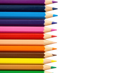 Isolated Row of Colored Pencils