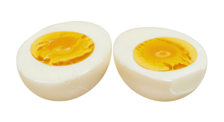 Isolated Halved Boiled Eggs