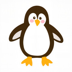 Fototapeta premium Cute penguin illustration in simple line art style, playful design
