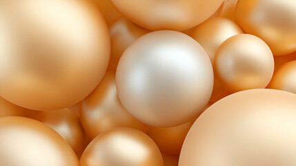 Abstract Composition of Gold and Pearlescent Spheres