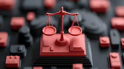 Red Scales of Justice on Abstract Geometric Blocks