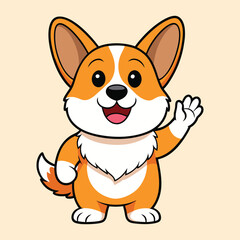 Cute Corgi in Welcoming Gesture