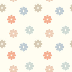 Cute simple flower seamless pattern in pastel colors. Abstract daisy floral design for fashion, invitations, scrapbooking, social media, packaging, digital print