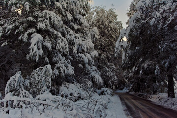 Snow landscape photography of the Llaima volcano in Chile