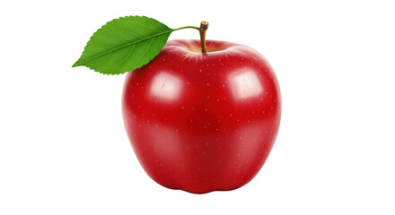 Isolated Red Apple with Leaf