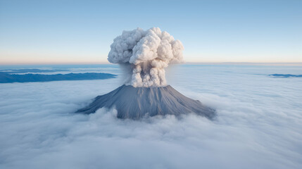 Volcanic Eruption Above the Clouds