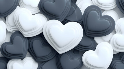 White and Grey Layered Hearts Background