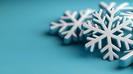 White Snowflakes on Blue Background 3D Render