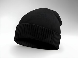 A classic black beanie, perfectly showcasing its simple yet stylish design against a neutral backdrop.