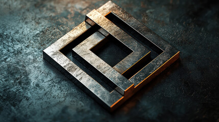 Bold minimalist logo design featuring metallic geometric shapes with a futuristic vibe