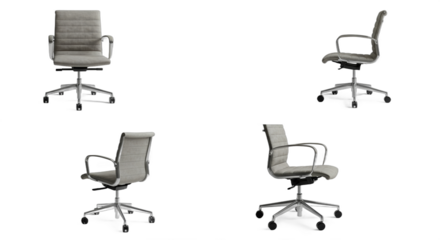 Collection of Ergonomic Executive Chairs Posed on Clean White Backdrop for Design Showcases