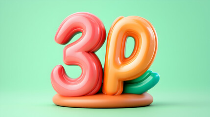 3p Colorful Balloon Number And Letter Illustration