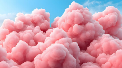 Obraz premium Pink Fluffy Clouds in a Light Blue Sky